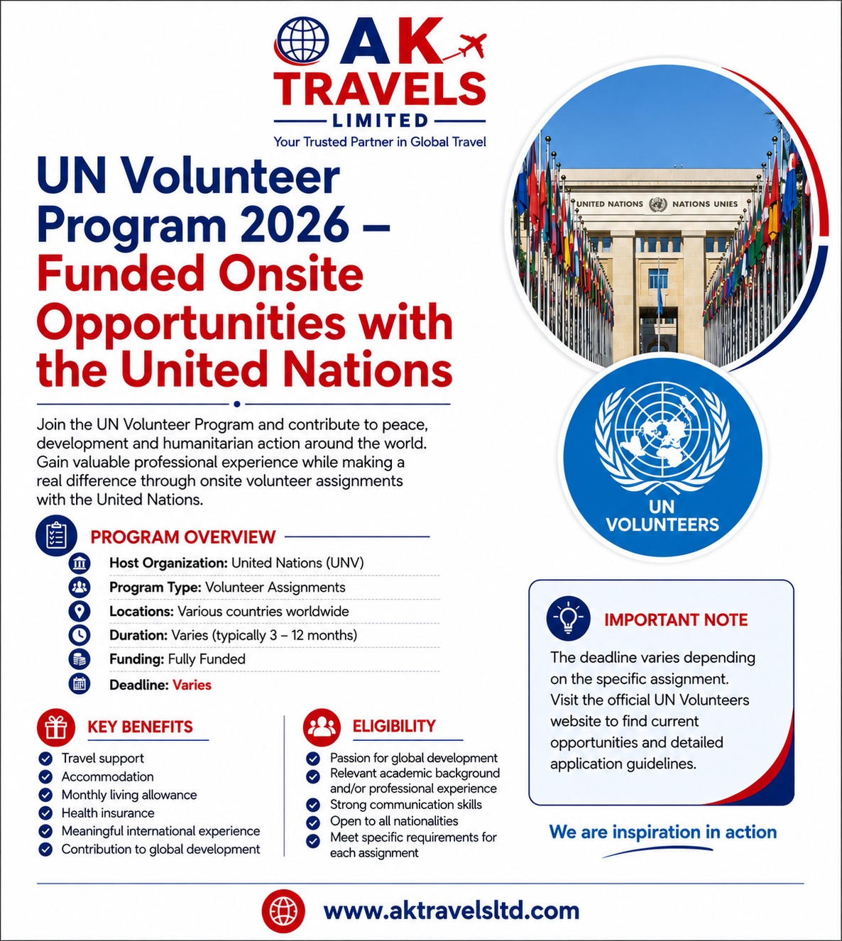 UN Volunteer Program 2026 – Funded Onsite Opportunities with the United Nations