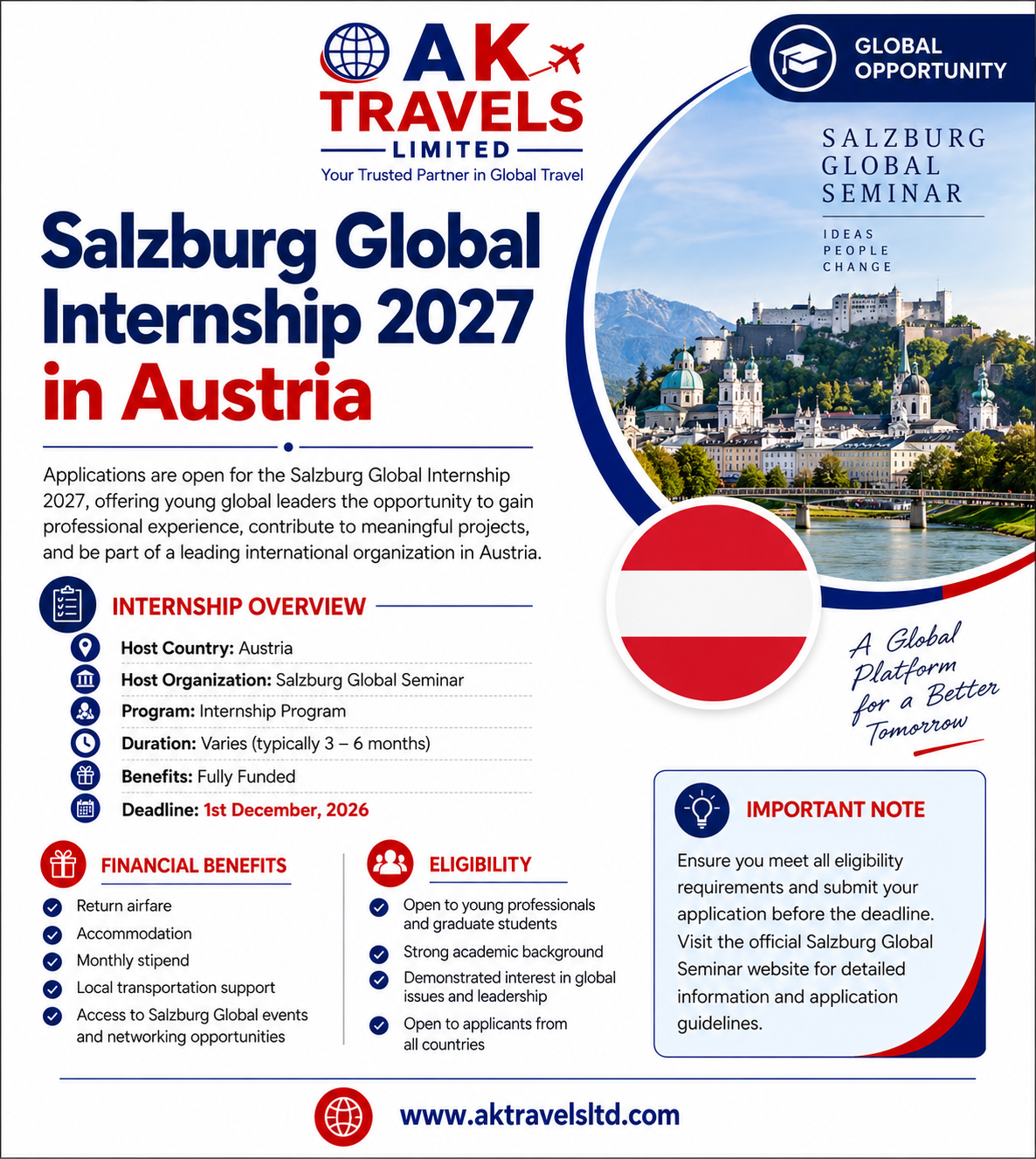 Salzburg Global Internship 2027 in Austria