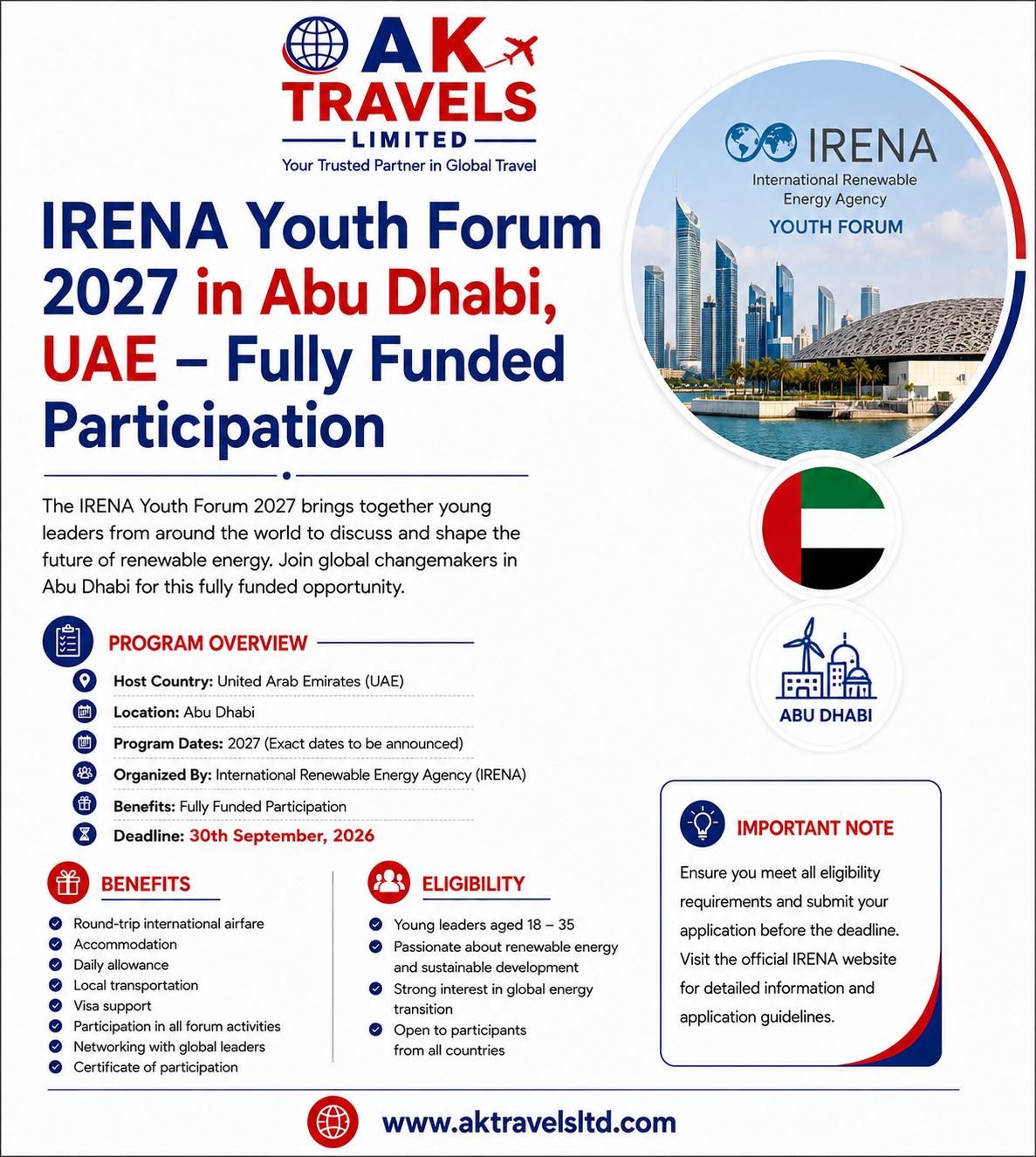 IRENA Youth Forum 2027 in Abu Dhabi, UAE – Fully Funded Participation