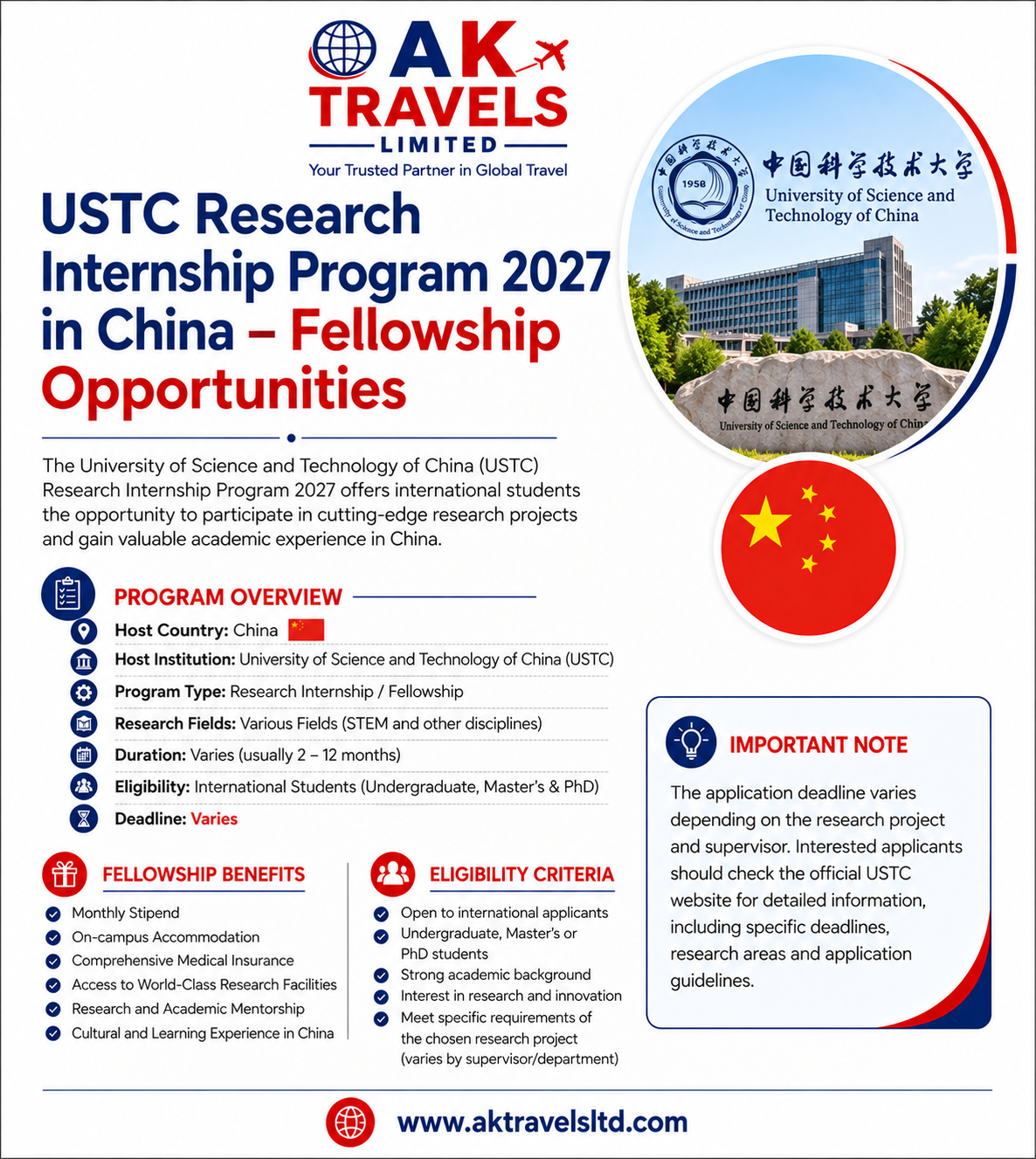 USTC Research Internship Program 2027 in China – Fellowship Opportunities