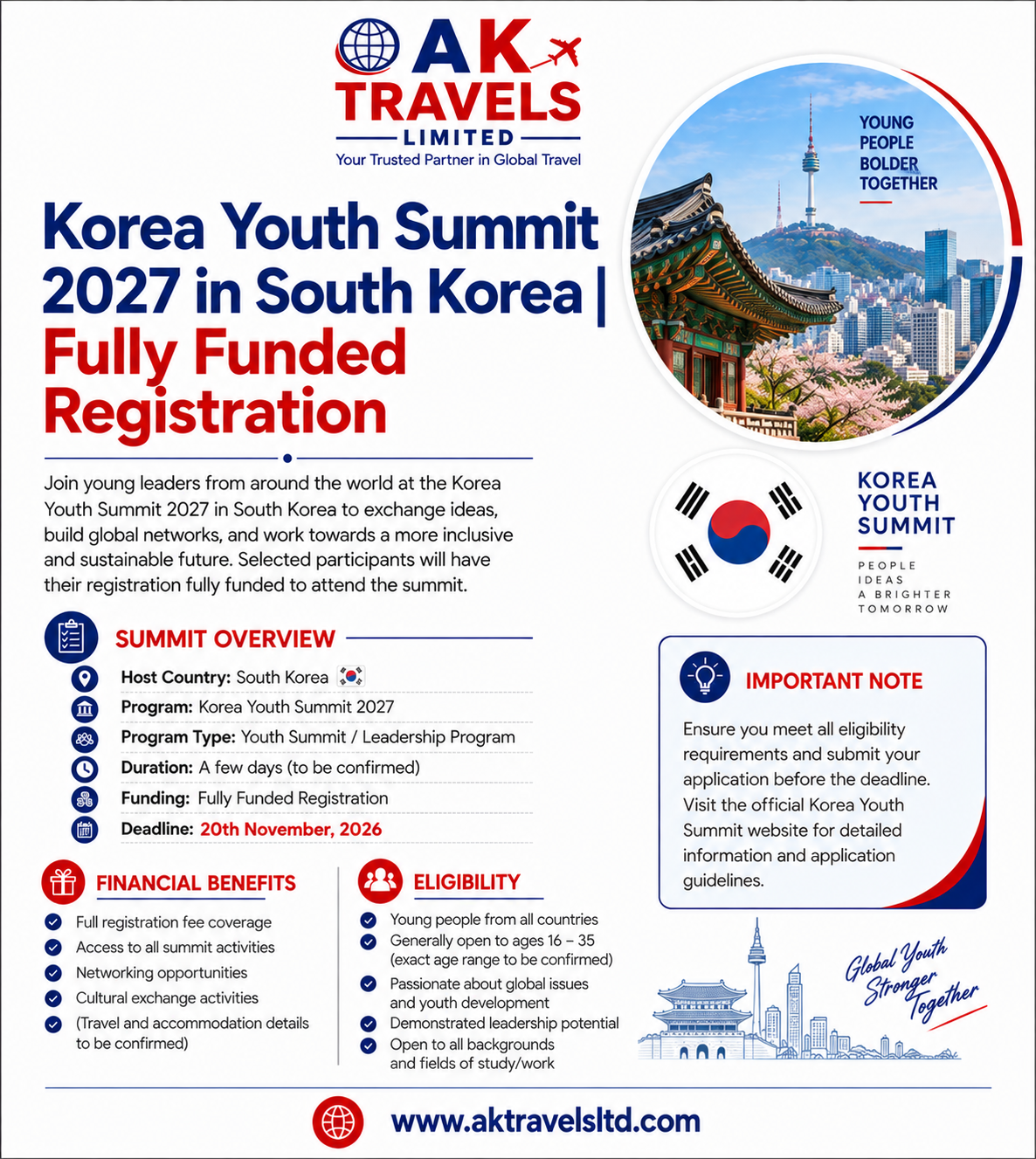 Korea Youth Summit 2027 in South Korea | Fully Funded Registration