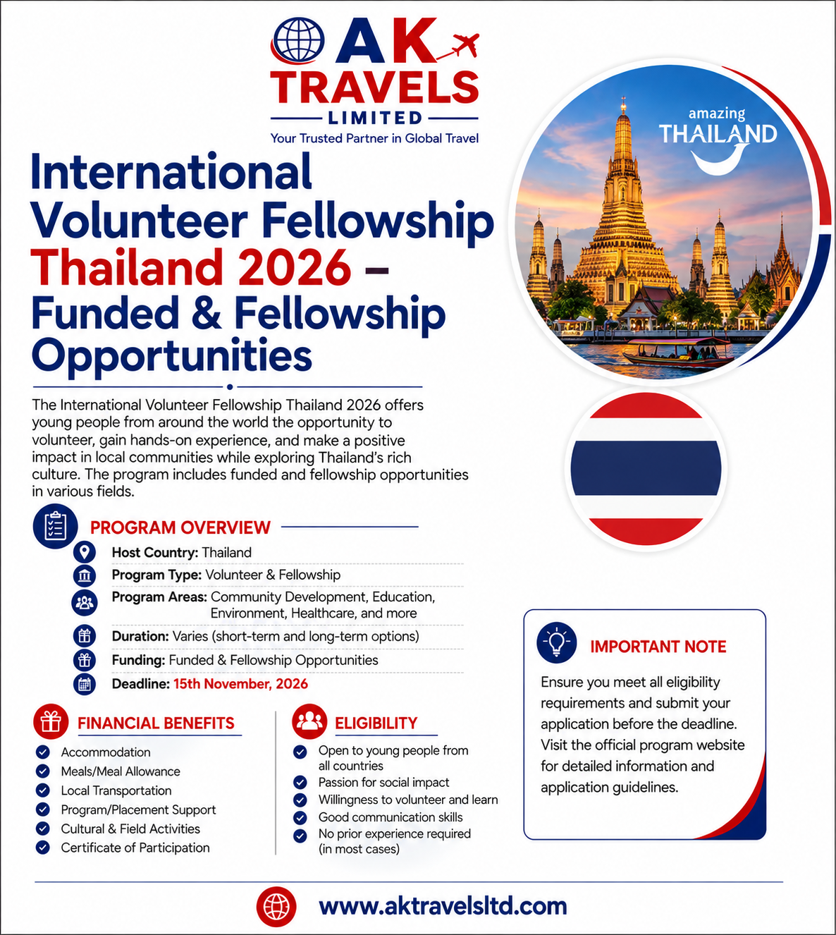 International Volunteer Fellowship Thailand 2026 – Funded & Fellowship Opportunities